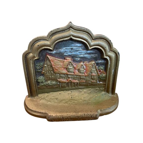 Antique Shakespeare's Stratford On Avon Bookends Bronze - Picture 2 of 12
